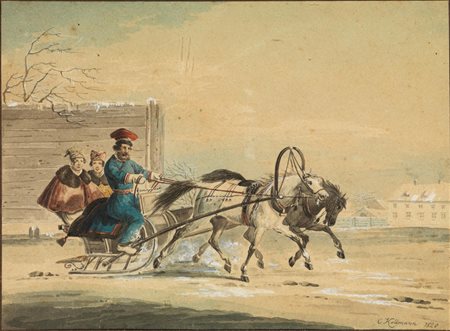 Kollmann, Carl Ivanovitch (1788 &ndash; 1846) COPPIA DI DISEGNI Due tempere...