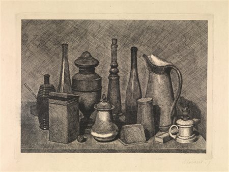 Morandi, Giorgio (Bologna 1890 &ndash; 1964) GRANDE NATURA MORTA CON LA...