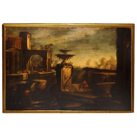 Capriccio architettonico con personaggi, 18° secolo