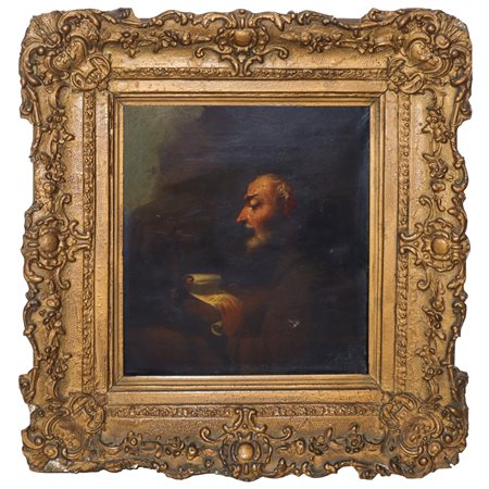Frate con crocifisso che legge, 17° secolo painter