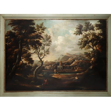 Jan Frans van Bloemen L'Orizzonte (Anversa 1662 - Roma 1749)  - Paesaggio Valle dell'Arno presso Tivoli 