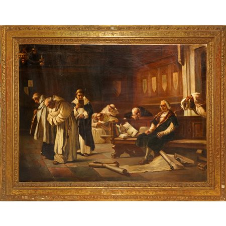 Cristoforo Colombo deriso dai dottori di Salamanca, last quarter of the 19° secolo