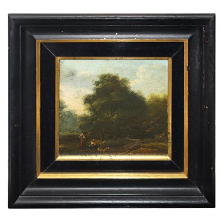 Paesaggio agreste con personaggi e armenti, 19° secolo