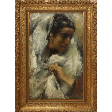 Gaetano Previati (Ferrara 1852 - Lavagna 1920)  - Volto di donna