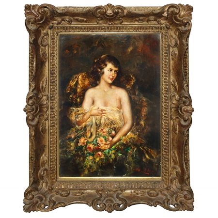 Pablo Salinas (Madrid  1871 - Roma 1946)  - Ritratto di donna