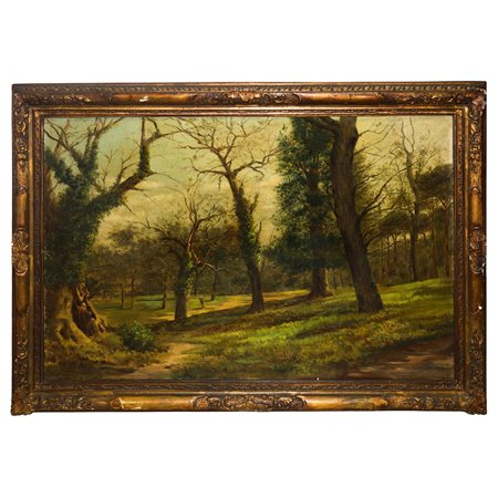 Luigi Gioli (San Frediano a Settimo 16 novembre 1855 - Firenze  27 ottobre 1947)  - Paesaggio con alberi