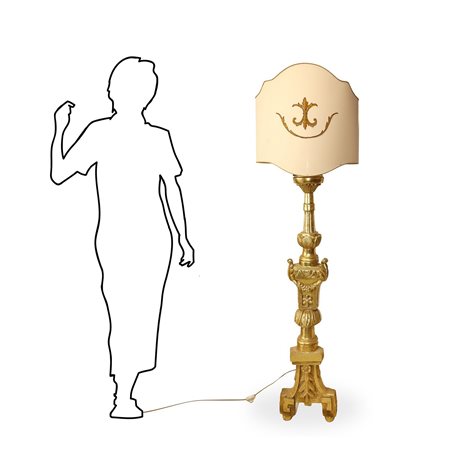 Grande Candeliere in legno dorato, Empire, 19° secolo