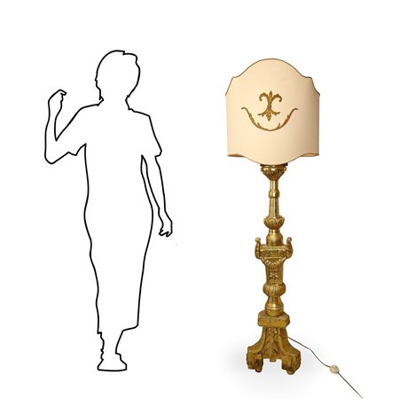 Grande Candeliere in legno dorato, Empire, 19° secolo