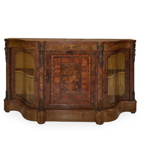 Etagere con sportello centrale e vetri ai lati, 19° secolo