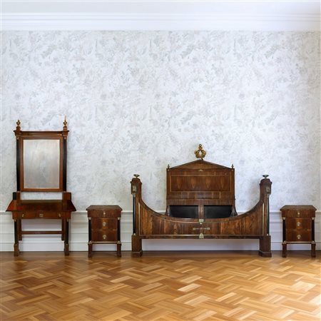 Camera da letto Emiliana con impiallacciatura in noce , Bologna, four° decade of the nineteen° secolo