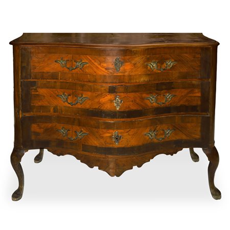 Cassettone Luigi XV in legno di noce e palissandro, Sicily 18° secolo