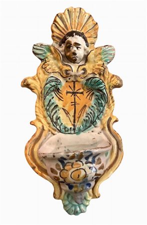 Acquasantiera in maiolica arianese, 19° secolo