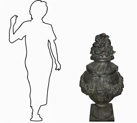 Vaso in cotto toscano patinato verde bronzo, primi 20° secolo