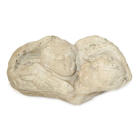 Teste di putti, frammento in marmo, 17° secolo