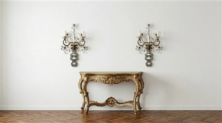 Coppia di appliques in vetro di Murano e metallo dorato, fine 19° secolo