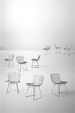 Harry Bertoia - Set di nove sedie modello no. '420C Wire Side Chair', 1952
