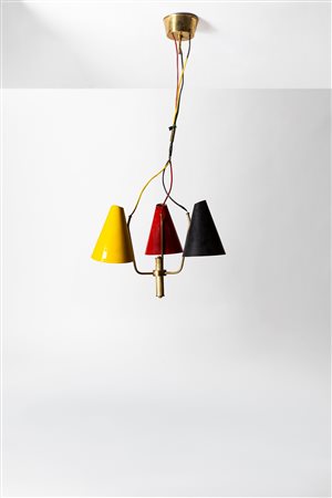 Manifattura Italiana - Lampada da soffitto a tre luci, 1950 circa