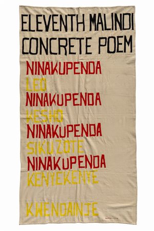 Emmett Williams (Greenville 1925 - Berlino 2007)  - Arazzo 'Eleventh Malindi Concrete Poem', 1990