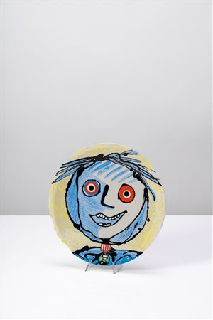 Enrico Baj (Milano 1924 - Vergiate 2003)  - Piatto decorativo, 1989