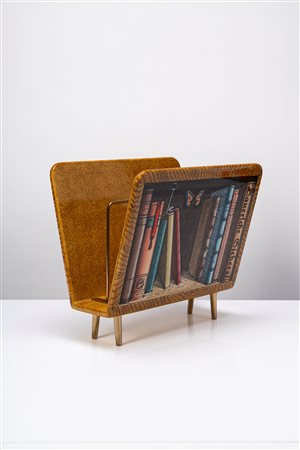 Piero Fornasetti (Milano 10/11/1913 - Milano 09/10/1988)  - Portariviste decoro 'Libri', 1950 circa