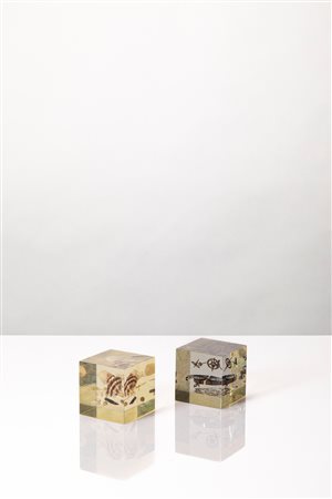 Pierre Giraudon (attribuito a) - Coppia di sculture cubiche, 1970 circa