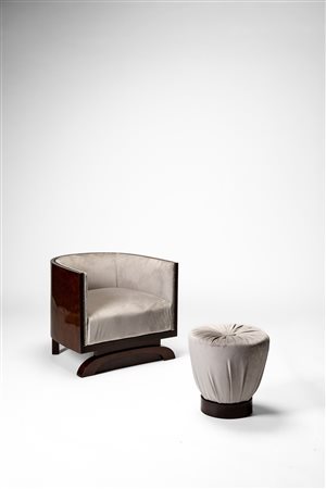 Manifattura Italiana - Poltrona con ottomana, 1930 circa