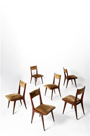 Silvio Cavatorta (Cantù 1887 - 1960)  - Set di sei sedie , 1950 circa