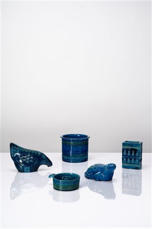 Aldo Londi - Gruppo di cinque ceramiche della serie 'Rimini Blu', 1970 circa