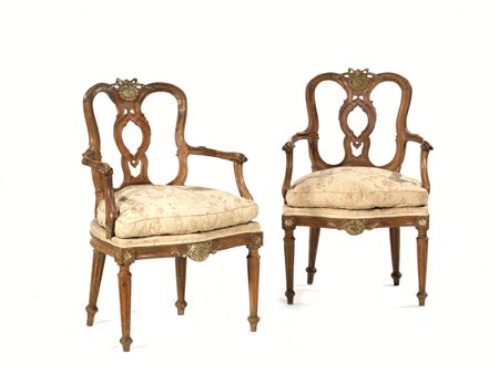 COPPIA DI POLTRONE, VENEZIA, FINE SECOLO XVIII in legno con schienali...