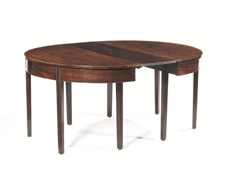 TAVOLO DA PRANZO, INGHILTERRA, FINE SECOLO XVIII in mogano allungabile di...