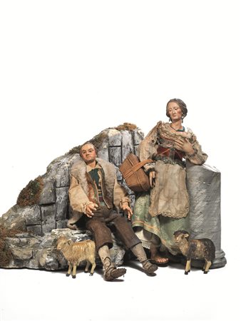 POPOLANA E PASTORE, NAPOLI, FINE SECOLO XVIII la figura femminile presenta...