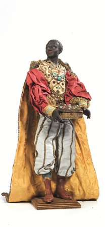 RE MORO (MELCHIORRE), NAPOLI, FINE SECOLO XVIII testa e piedi in terracotta...