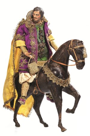 RE MAGO (GASPARE) A CAVALLO, NAPOLI, FINE SECOLO XVIII testa in terracotta...