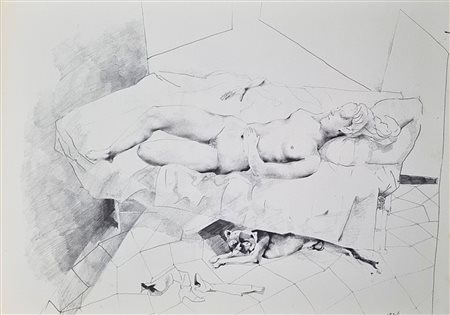ATTARDI UGO Sori 1923 - Roma 2006 "Il corpo e il letto"