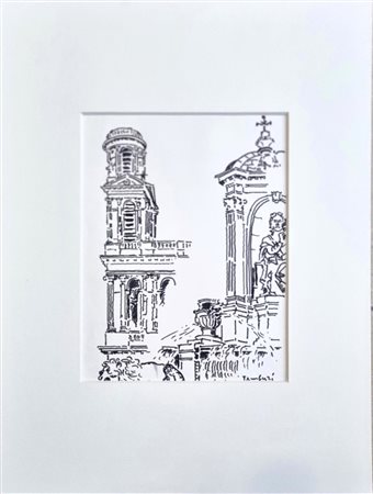 TAMBURI ORFEO Jesi 1910 - Parigi 1994 "St. Suplice campanile e fontana"