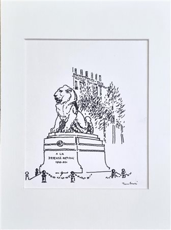 TAMBURI ORFEO Jesi 1910 - Parigi 1994 "Statua con leone"