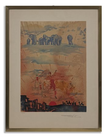 DALI' SALVADOR (1904 - 1989) - LES ELEPHANTS SUR NUAGES.
