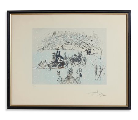 DALI' SALVADOR (1904 - 1989) - DA TAUROMACHIE SURREALISTE: LE PIANO SOUS LA NEIGE.