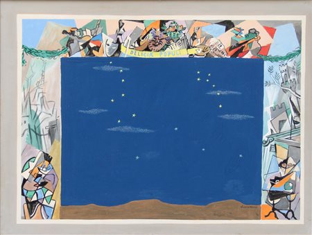 SEVERINI Gino, Gino SEVERINI, BOCCASCENA E FONDALE PER LA SCARLATTIANA - DELICAE POPULI