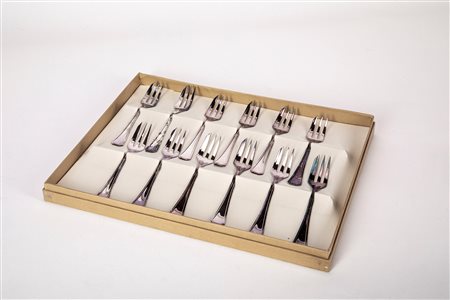 Zaramella, Padova - Set di dodici forchettine da dolce,  Padua, second half of the 20th century