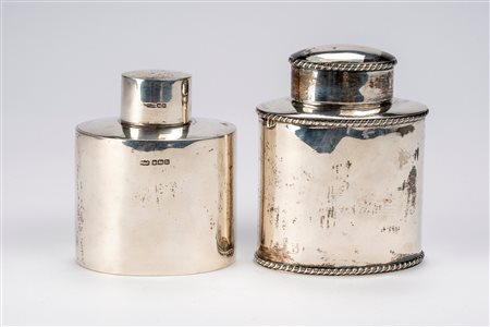 Coppia di scatole porta tè, Sheffield, 1902-03 and 1929-30