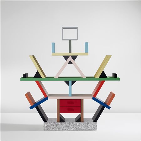 Ettore  Sottsass (Innsbruck, 1917 - Milano, 2007) 
"Carlton" Room Divider 1981
 Cm 196x190x40
