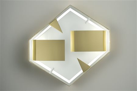 Gio Ponti (Milano, 1891 - Milano, 1979) 
Lampada "Quadro di luce esagonale" 
 Cm 42x43x12,5
