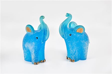 Carlo Nason (Murano, 1935 - ) 
Coppia di elefantini 
 Cm cadauno 14x4,5x10