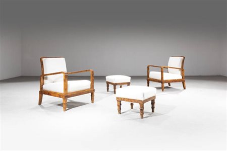 PRODUZIONE ITALIANA<BR>Coppia di poltrone con poggiapiedi