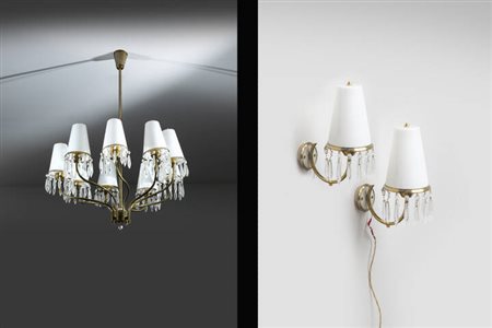 ANGELO LELII<BR>Lampadario a nove luci con appliques