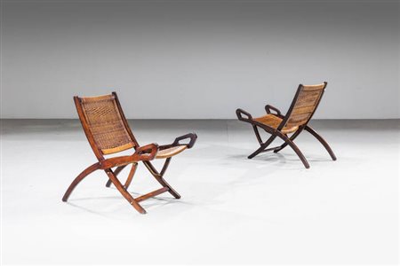GIO PONTI<BR>Milano 1891 - 1979<BR>Coppia di sedie pieghevoli mod. Ninfea