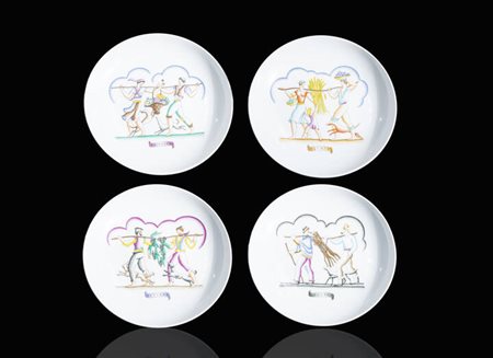 GIO PONTI<BR>Milano 1891 - 1979<BR>Set di quattro piatti mod. "Le quattro stagioni"