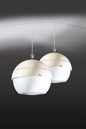 SERGIO ASTI<BR>Coppia di lampade a sospensione mod. 2048