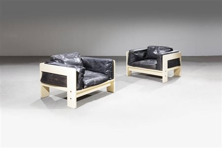 AFRA E TOBIA SCARPA<BR>Coppia di poltrone mod. Bastiano